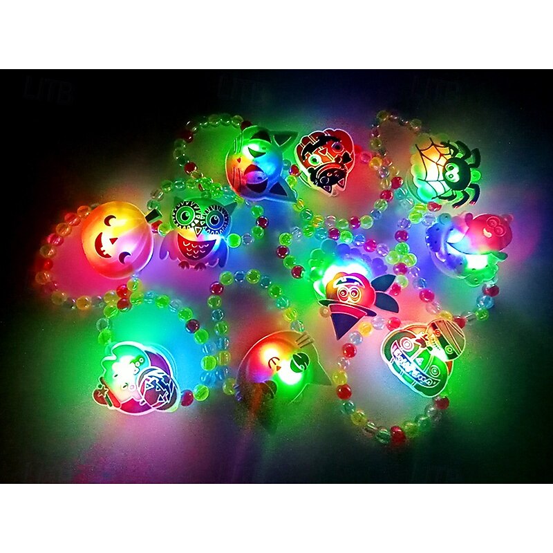 Halloween LED Bracelet Light Up Rings Halloween Toys Glow in The Dark Halloween Party Favors for Kids Adults LED Flash Bracelet Ghost Pumpkin Skeleton Best Gift 12 Pack2
