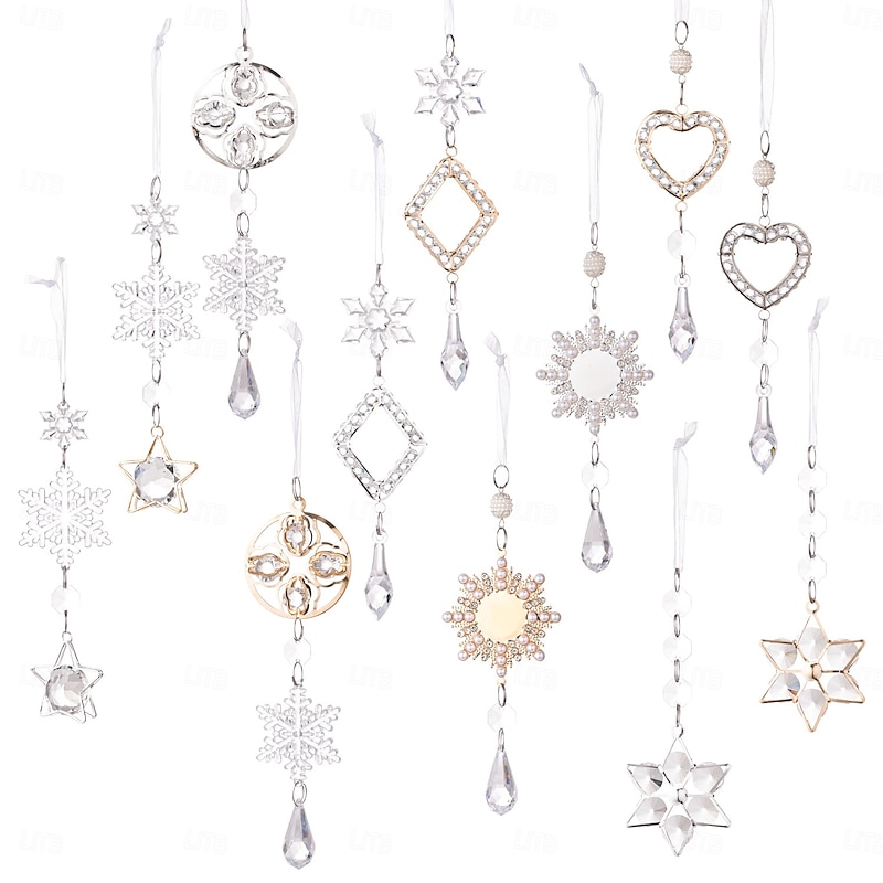 Christmas Crystal Hanging Ornaments Transparent Acrylic Austrian Snowflake, Icicle & Teardrop Decorations, Chandelier Pendants for Holiday Tree & Festive Lighting4