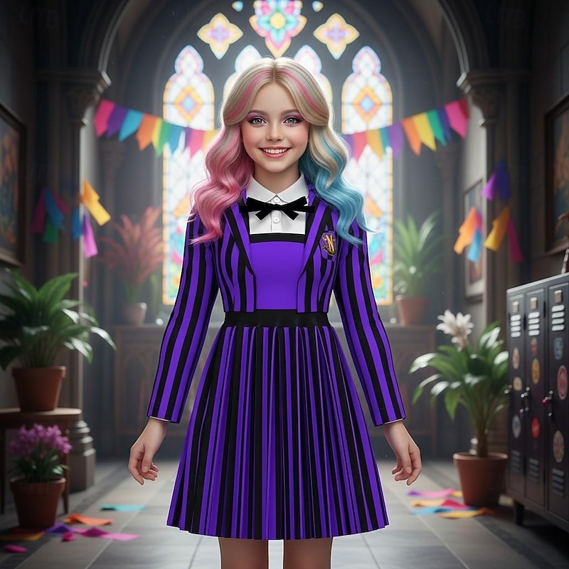 Dark Academia Halloween Dress Fancy Costume School Uniform Gothic Horror Gothic Horror Scary Costume Kid's Adults' Women's Girls' Halloween Carnival Performance Party Easy Halloween Costumes Dress Up