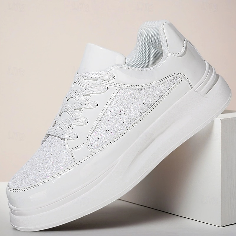 Men's All White Chunky Sneakers – Comfortable Thick Sole Lace-Up Sport Shoes for Running, Gym and Casual Daily Style - Main Image