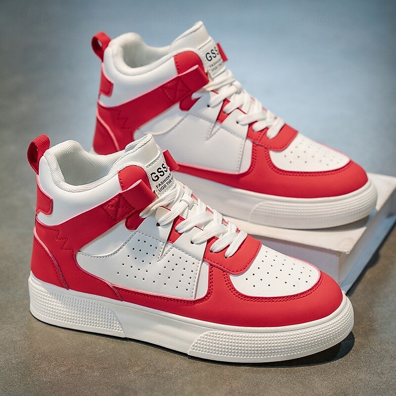 Men's Red and White Lace-Up Sneakers with Fashionable Contrast, Lightweight Athletic Shoes for Sports, Casual Events and Active Lifestyles3