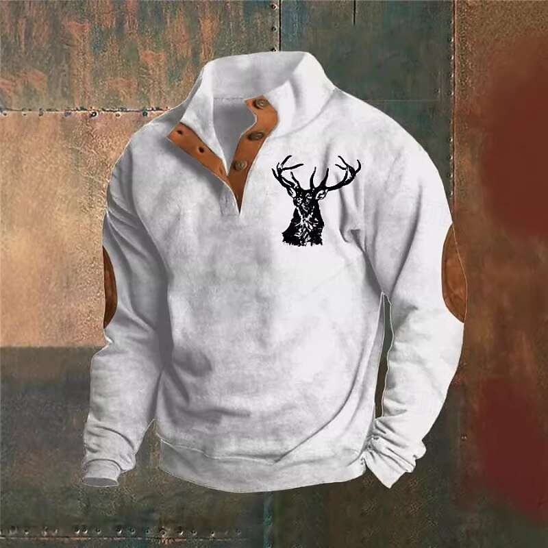 Men's Sweatshirt Pullover Hoodie Sweatshirt Pullover Button Up Hoodie Hunting Sweatshirt White Yellow Pink Green Standing Collar Plain Patchwork Sports & Outdoor Casual Daily Streetwear Cool2