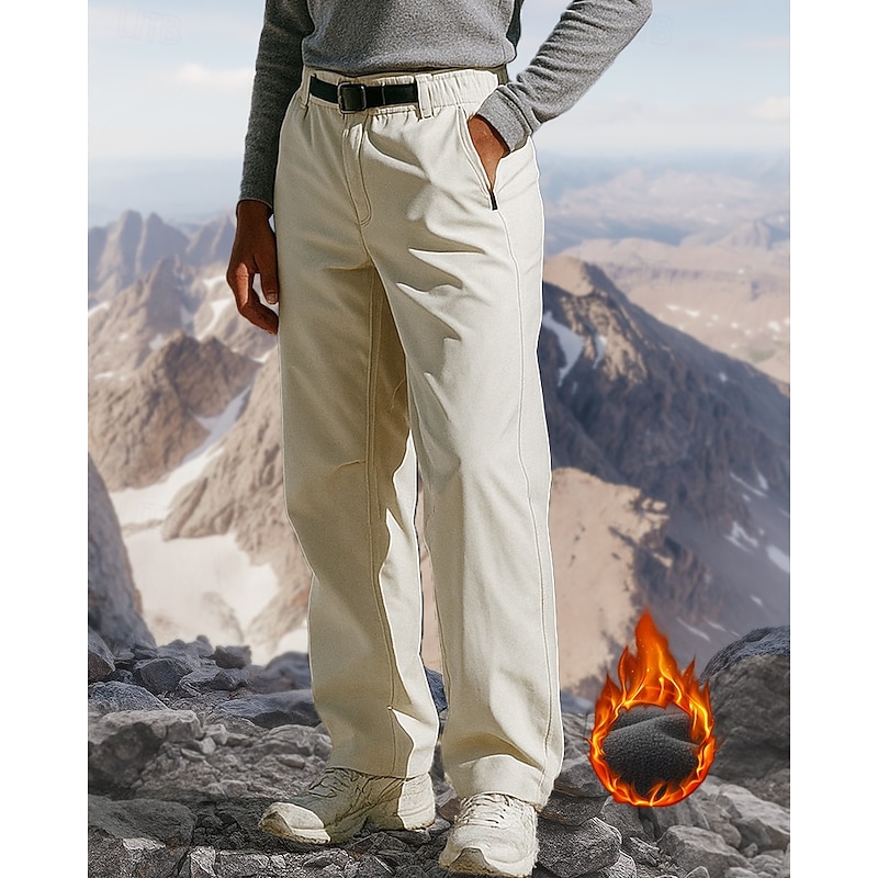 Men's Cargo Pants Hiking Pants Trousers Hiking Trousers Fleece Pants Winter Outdoor Regular Fit Thermal Warm Fleece Lining Waterproof Windproof Pants / Trousers Elastic Waist Dark Grey Black Camping3