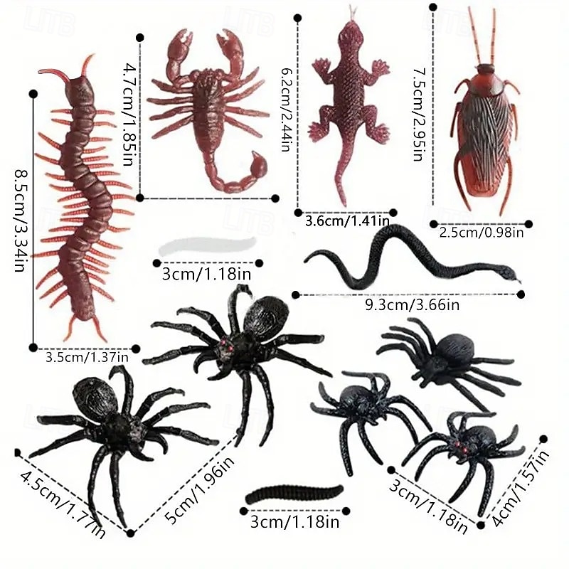 148pcs Realistic Plastic Bugs Set - Scary Fake Spiders Cockroaches Snakes for Halloween & April Fool's Day Decorations2