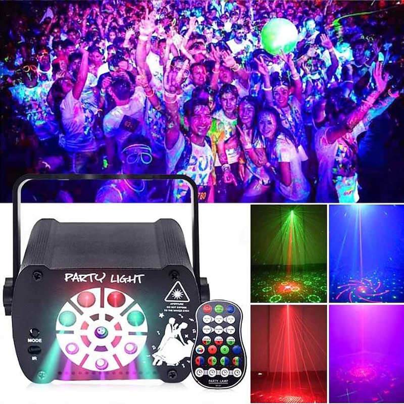 8 Hole Mini Laser Disco DJ Light LED UV Sound Stage Lighting Effect KTV Wedding Xmas Holiday Party Lamp USB Sound Activated2