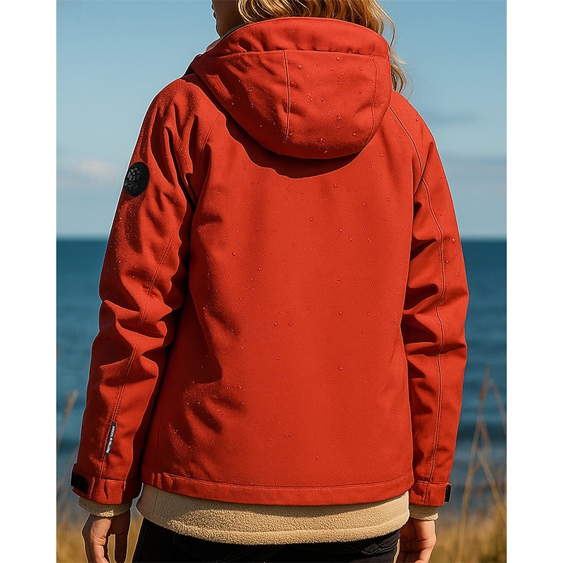 Women's Hiking Jacket Fleece Jacket 3 in 1 Jacket Winter Outdoor Waterproof Windproof Top Black White Red Purple2