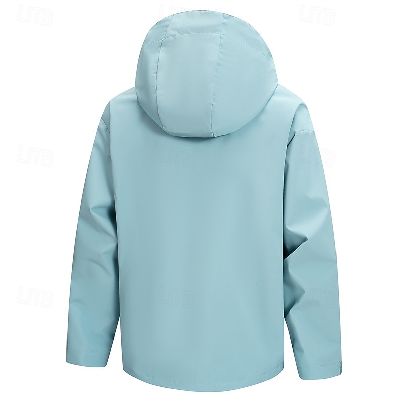 Men's Outdoor Jacket Raincoat Hiking Jacket Vacation Daily Waterproof Windproof Pocket Fall Winter Plain Fashion Classic Hooded Regular Black Light Green Sky Blue Purple Orange Jacket3