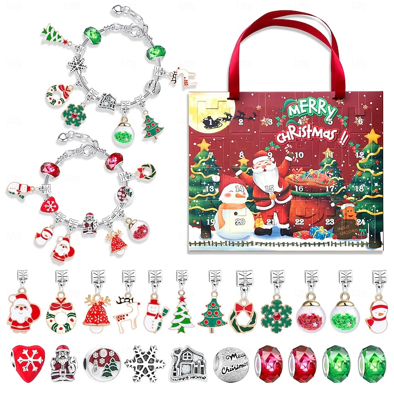 Children's Handmade DIY Bead Bracelet Set 24 Grid Christmas Puzzle Blind Box Bracelet Jewelry Gift Box2