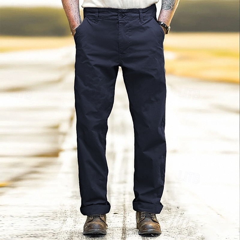 Men's Cargo Pants Trousers Pocket Buttons Plain Wearable Outdoor Daily Camping & Hiking Fashion Classic Royal Blue Khaki2