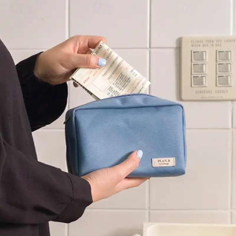 Colorblock Multi-Compartment Pouch – Large Capacity Cosmetic Bag and Stationery Organizer, Perfect for Makeup, Cables, and Accessories3