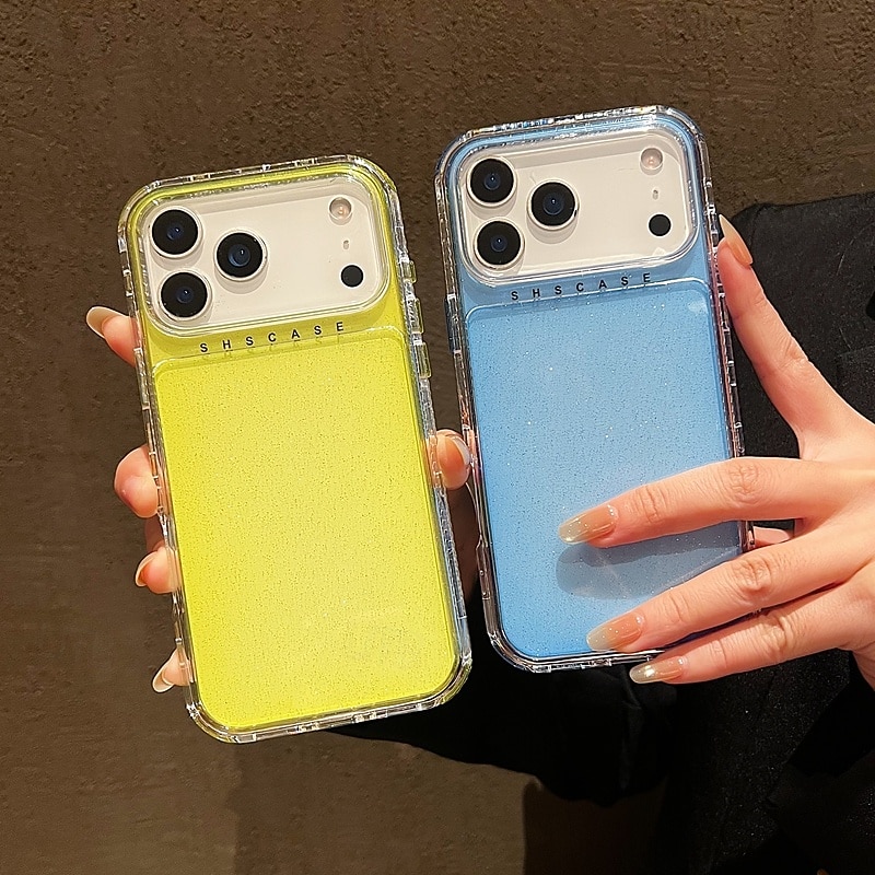 Phone Case For iPhone 17 Pro Max 17 Air 16 15 14 Pro Max Plus 13 Pro Max Back Cover Non-Yellowing Bling Glitter Shiny Shockproof Retro TPU Acrylic