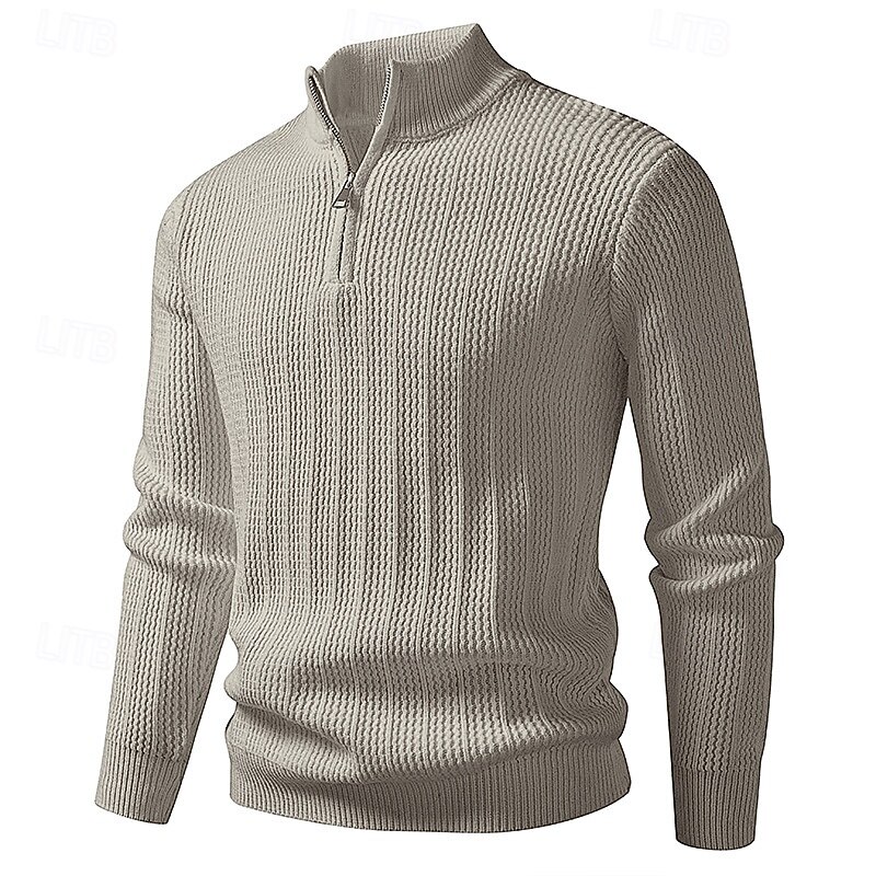 Men's Pullover Sweater Jumper Quarter Zip Sweaters Knit Sweater Ribbed Knit Regular Tops Knitted Plain Half Zip Fashion Casual Vacation Daily Wear Clothing Apparel Fall Winter Black Brown M L XL4