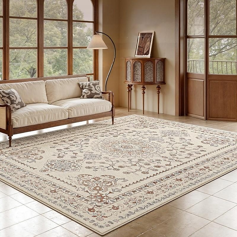 Vintage Persian Area Rug, Faux Cashmere Decorative Non-Slip Carpet Soft Floor Mat Everyday Durable Rugs-Perfect for Families & Pets