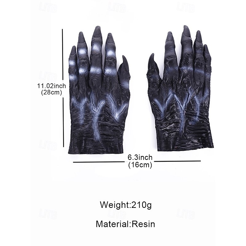 Men's Halloween Plastic Monster Gloves – Scary Skeleton and Zombie Hand Costume Props for Party, Cosplay and Stage Performance4