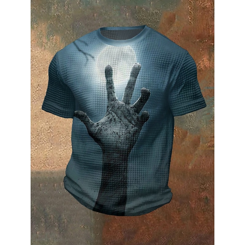 Men's Halloween Shirt Pumpkin Hand Crewneck Clothing Apparel 3D Print Outdoor Holiday Theme Party Halloween Party Short Sleeve Print Vintage Halloween2