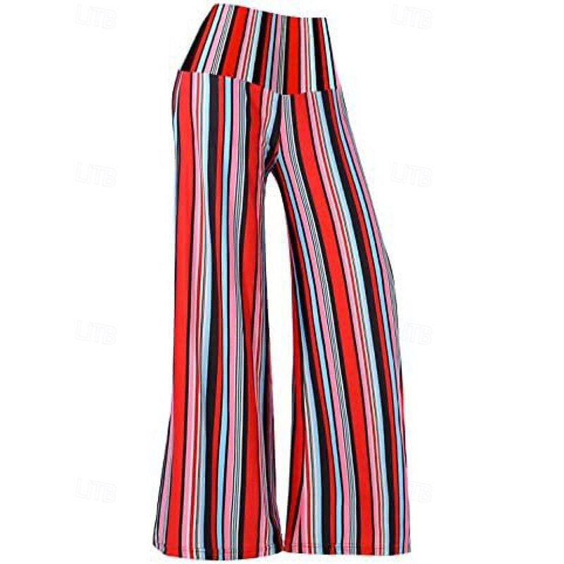 Women's Culottes Wide Leg Chinos Streetwear Casual Full Length Medium Waist Floral Elastic Waist Printing Comfortable Micro-elastic Outdoor Vacation Daily Magenta Ash Brown black Black Fall Winter3