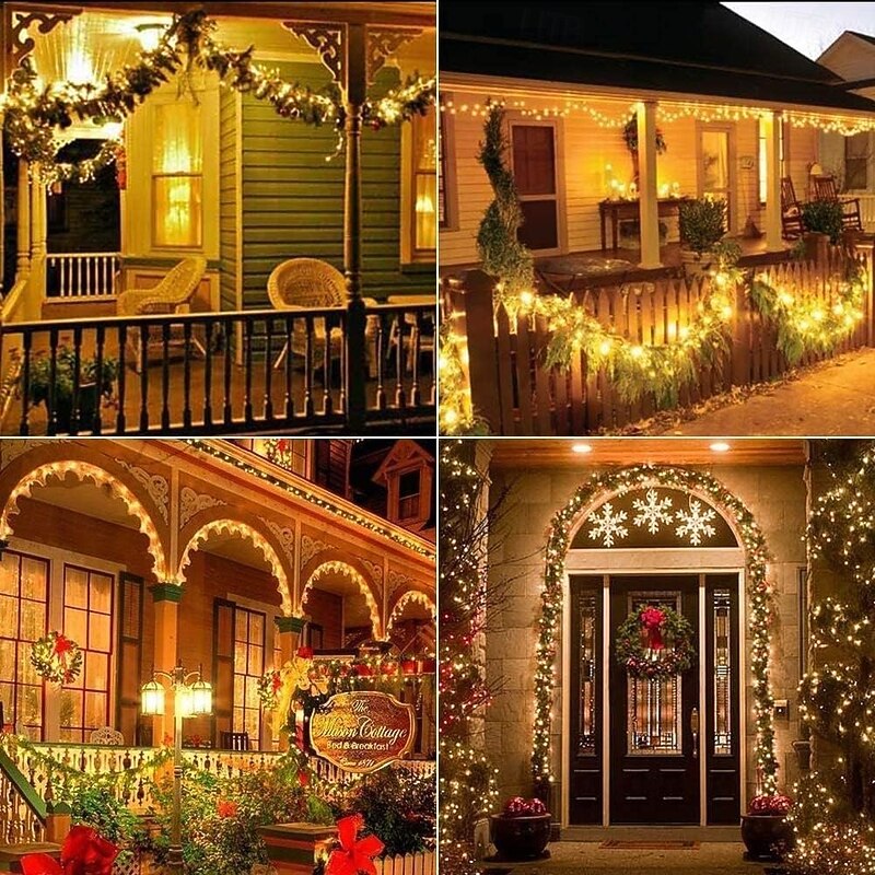2 Pcs 20M/66FT 200 LED Beads Christmas Halloween Wedding Party Festival Fairy String Lights Indoor and Outdoor Courtyard Garden Decoration Light String USB Power Supply 8 Function Remote Control3