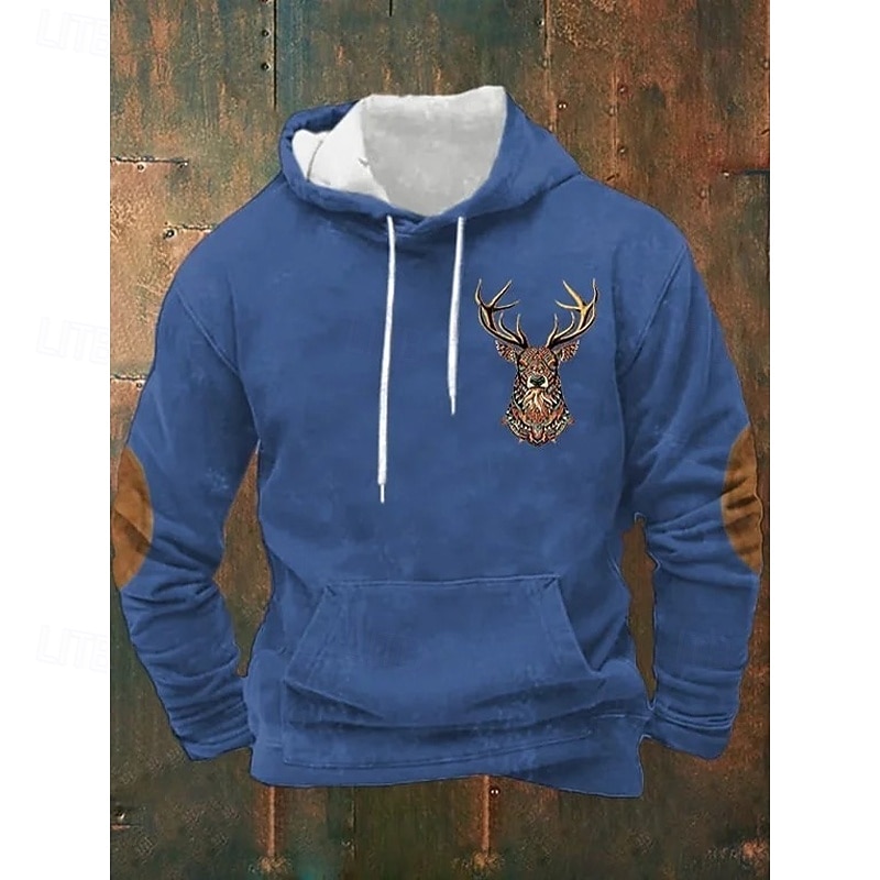 Men's Hoodie Fleece Hoodie Fleece lined Hoodie Hunting Hoodie Black Blue Khaki Gray Hooded Plain Patchwork Color Block Sports & Outdoor Casual Daily Streetwear Cool Sportswear Fall Winter Clothing2