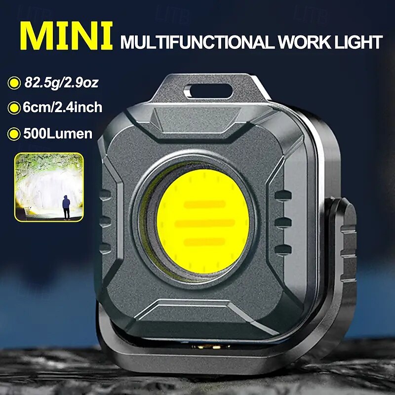 Mini High-Power LED Work Light Rechargeable EDC Flashlight 6 Brightness Modes Adjustable Color Temperature Long Battery Life Outdoor Lighting for Emergency Situations