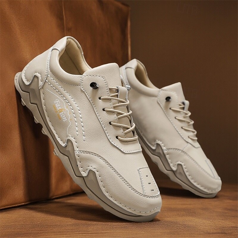 Men's Faux Leather Lace-Up Sneakers Trendy Streetwear Running Shoes – Comfortable Daily Walking and Casual Outfits2