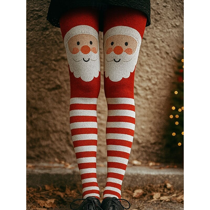 Women's Leggings Vacation Vintage Ethnic Style Full Length High WaistPantsUgly Christmas Graphic Santa Claus Christmas 3D Print Novelty Quick Dry Breathability Soft Stretchy Outdoor Home Causal Black