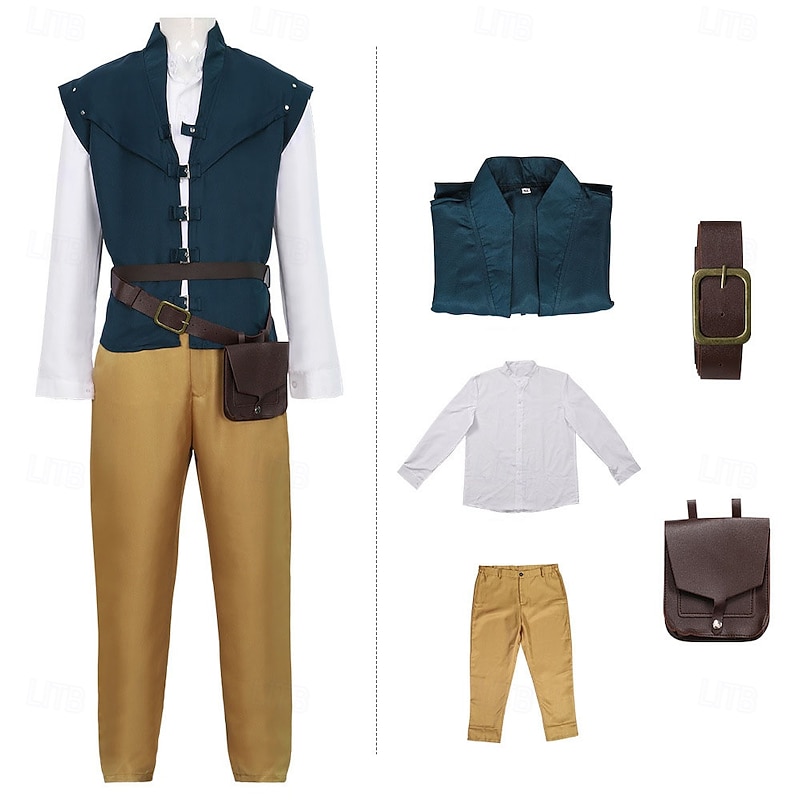 Rapunzel Tangled Prince Flynn Rider Costume Fancy Dress Cosplay Movie Cosplay for Men's Adults Halloween Carnival Performance Comic Con Anime Expo2