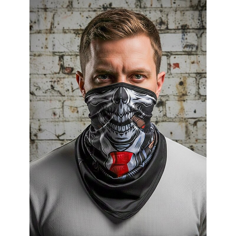 Men's Halloween Quick-Dry Breathable Skull Face Mask Bandana – Lightweight Outdoor Party Cosplay Neck Gaiter2