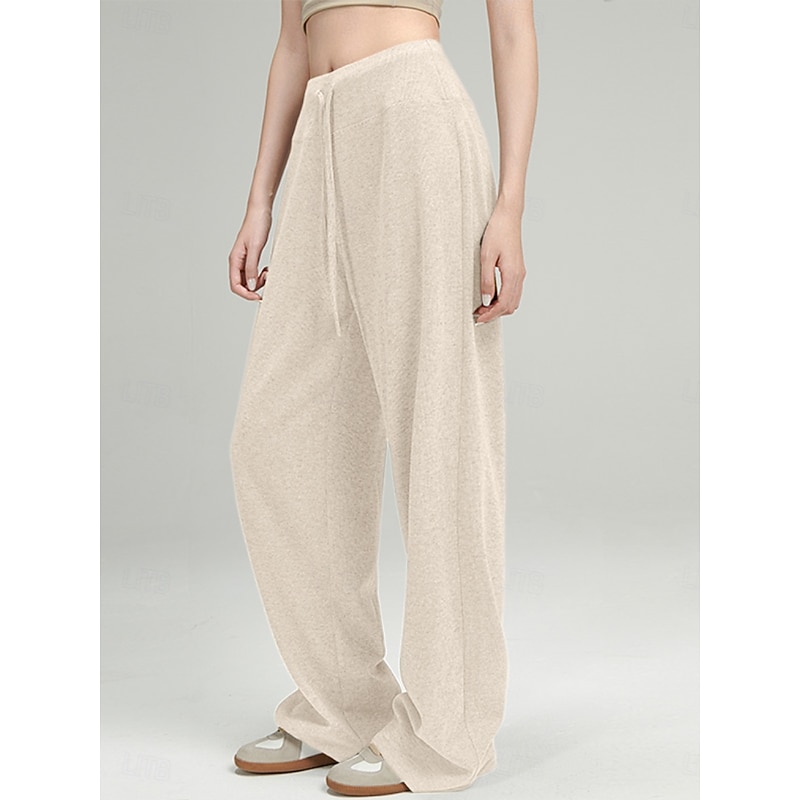 Women's Sweatpants Wide Leg Chinos Fashion Basic Casual Full Length High Waist Plain Pocket Elastic Waistband Comfy Soft Comfortable Stretchy Outdoor Yoga Street Black Apricot Gray Summer Spring Fall2