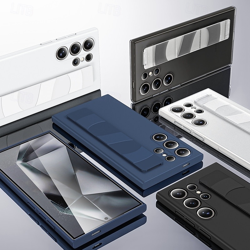 Phone Case For Samsung Galaxy S25 S24 S23 Ultra Plus A54 Back Cover with Wrist Strap Shockproof Retro Silicone