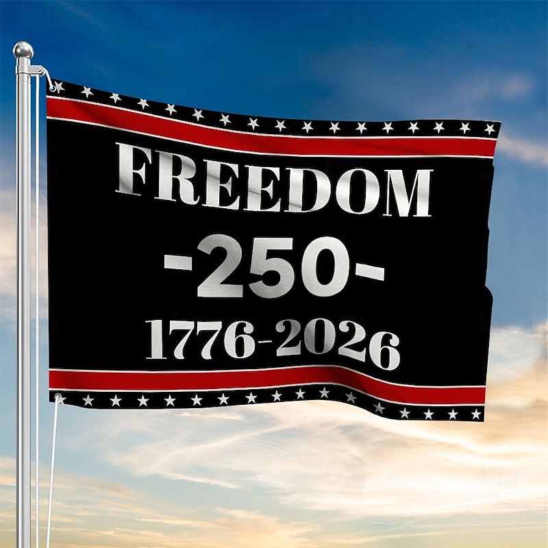 US 250 Anniversary Flag 3x5 Ft America 1776-2026 American Map 250th Anniversary Patriotic Stars Yard Signs Party Supplies Hanging Decor for Room House Welcome Photo Backdrop