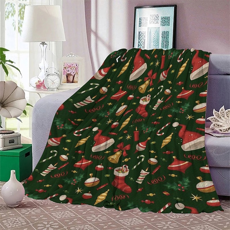 Christmas Flannel Blanket, Soft Cozy Throw Blanket for Sofa Couch, Lightweight Nap Blanket, Holiday Festival Decorative Blanket, Best Seller Gift2