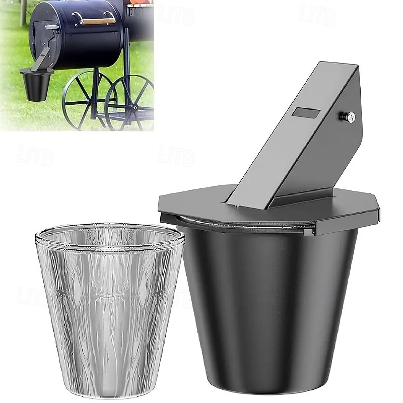 Upgraded Oil Drip Bucket with a Lid Plus 2 Aluminum Foil Buckets, Made of Durable Alloy Material, Perfect for Chimneys And Grills, an Essential for Outdoor Camping Barbecues