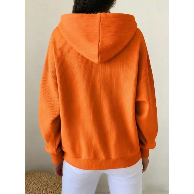 Women's Pullover Hoodie Sweatshirt Letter Fashion Casual Long Sleeve Hooded Regular Tops Street Dailywear Casual Drawstring Patchwork Pocket Black White Orange Fall Winter GOD IS GOOD2