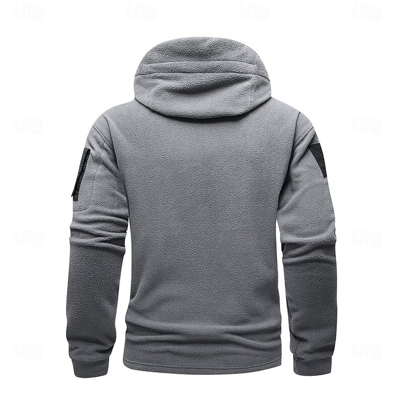 Men's Hoodie Fleece Hoodie Black Army Green Gray Hooded Plain Pocket Sports & Outdoor Daily Holiday Polyester Streetwear Basic Casual Fall Winter Clothing Apparel Hoodies Sweatshirts3