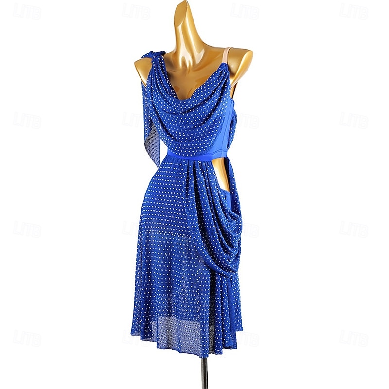 Women's Ruffle Rhinestone DanceWear Dance Dress Performance Wear3