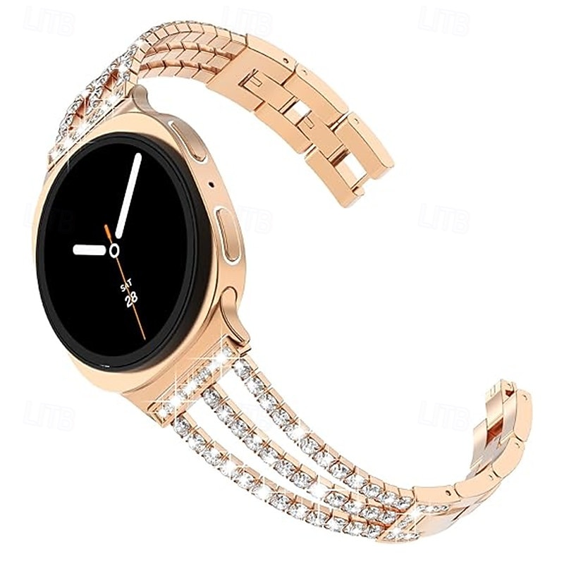 Watch Band for Samsung Galaxy Watch 8 40/44mm Watch 8 Classic 46mm Watch 7/6/5/4  40/44mm, Watch 5 Pro 45mm, Watch 6 Classic 43/47mm, Watch 4 Classic 42/46mm Stainless Steel Replacement  Strap Bling