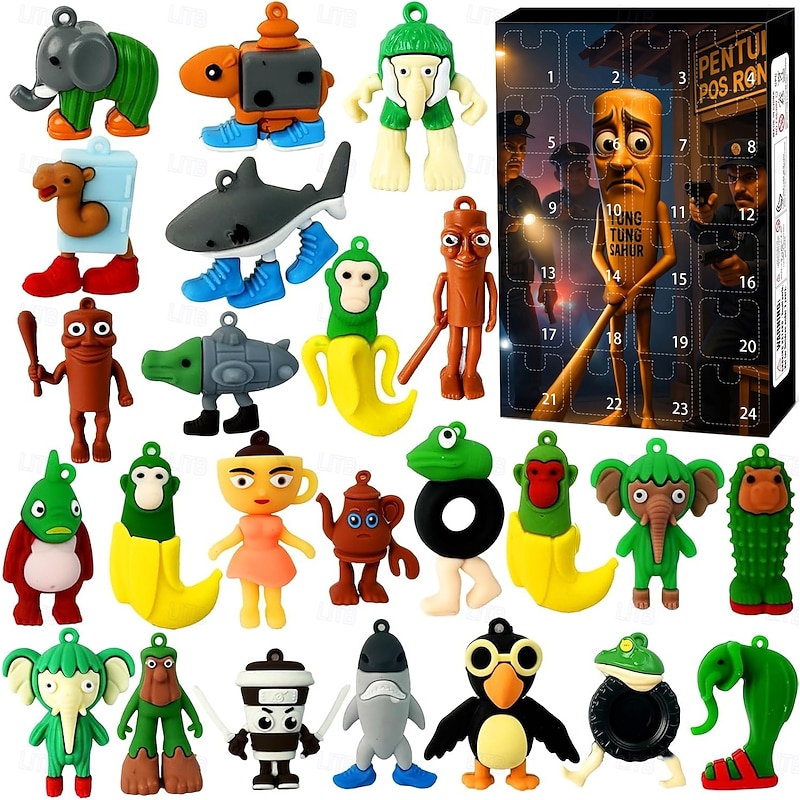 Italian Brainrot Christmas Advent Calendar 2025,Tung Tung Tung Sahur Action Figures Countdown Calendar,Halloween Christmas Gift for Kids Teens Girls and Boys