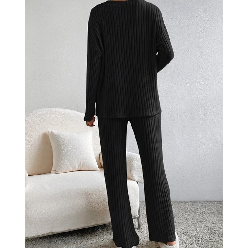 Women's Sweater Pullover Streetwear Casual Solid Color V Neck Pocket Knitted Long Sleeve Regular Tops Knit Outdoor Daily Going out Black Navy Blue Fall Winter4