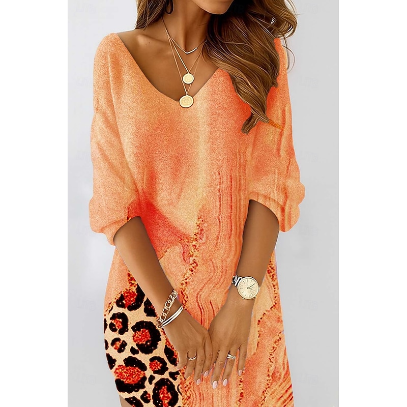 Women's Mini Dress Sheath Dress Shift Dress Party Casual Boho Party Daily Holiday Regular Fit Floral Graphic Animal Long Sleeve V Neck Pink Light Purple Orange Gray Spring Fall Winter Autumn2