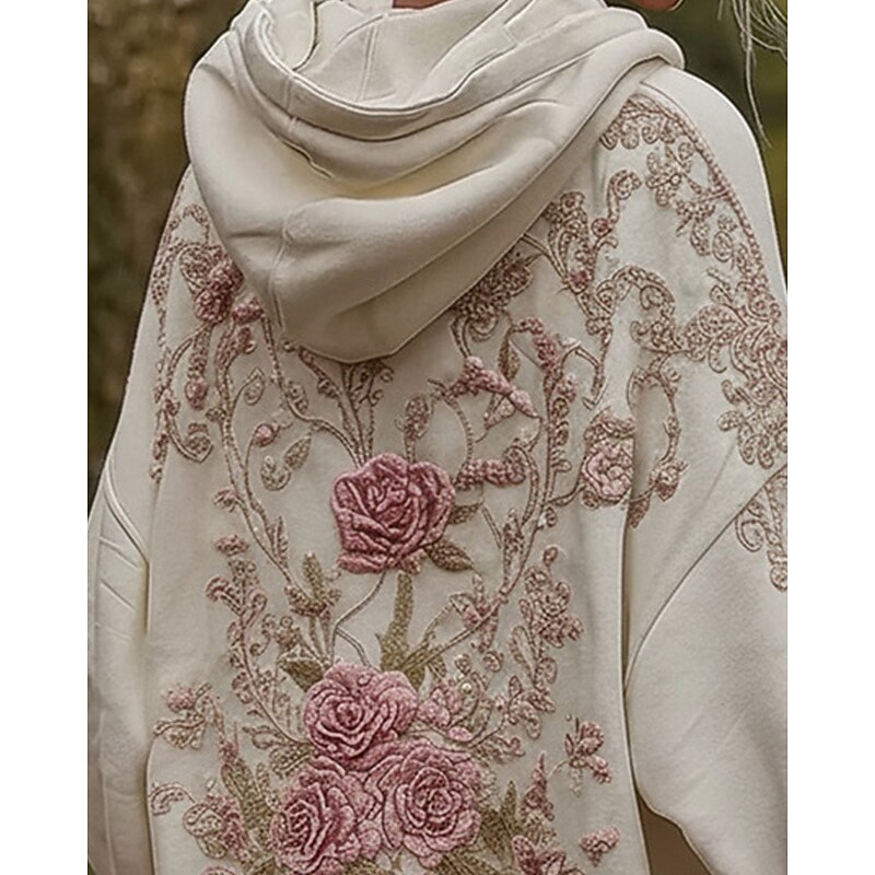 Women's Pullover Hoodies Graphic Fashion Streetwear Casual Long Sleeve Hooded Regular Tops Dailywear Casual Sports Drawstring Pocket Print White Spring Fall3