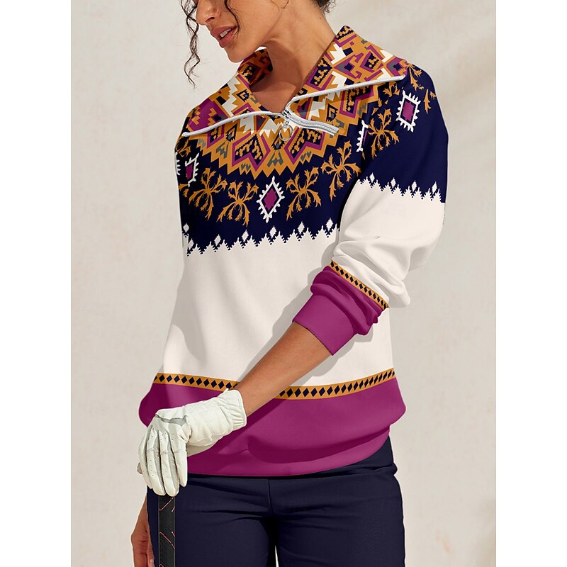 Women's Golf Pullover Sweatshirt Purple Long Sleeve Top Ladies Golf Attire Clothes Outfits Wear Apparel4