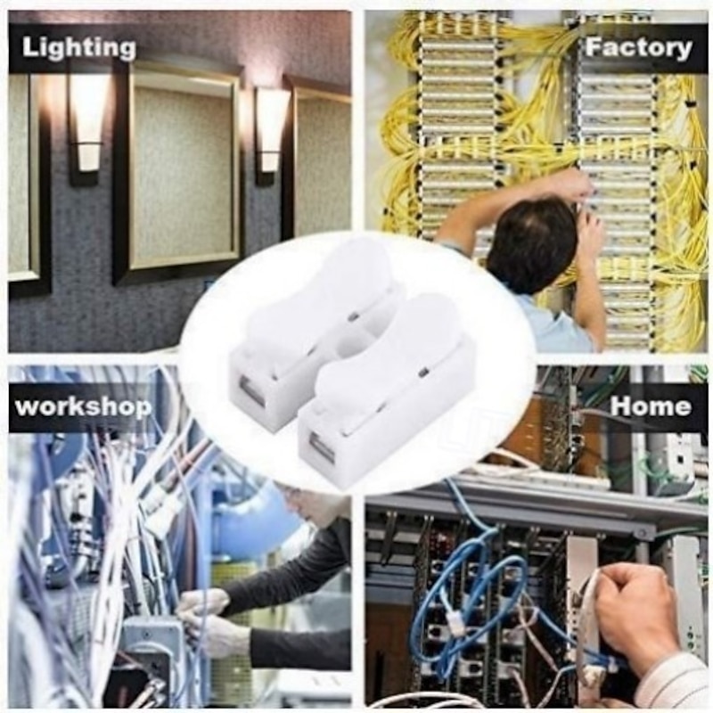 Push Quick Wire Cable Connector LED Press Type Fast CH 2 Two Way Electrical Wire Terminal Block Flame Retardant Splice 55pcs Durable Household Wiring Connection Kit For Home Improvement