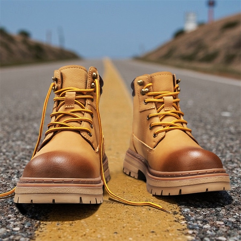 Men's Industrial Safety Work Boots – Waterproof Ankle High Lace-Up Shoes with Reinforced Toe and Rugged Sole for Warehouse and Outdoor Use4