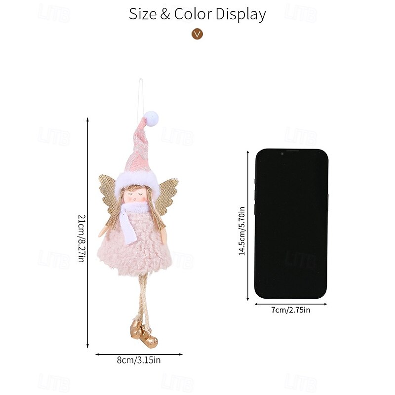 Christmas Handmade Angel Ornament Xmas Pink Angel Girl Hanging Decoration European Style Pendant for Christmas Tree3