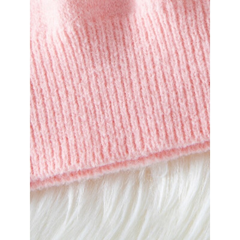 Women's Sweater Casual Soft Pure Color Ribbed Crew Neck Buttons Knitted Long Sleeve Regular Tops Knit Outdoor Daily Weekend Pink Fall Winter4
