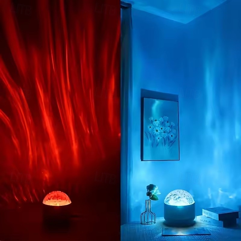 USB LED Projector Night Light Aurora Starry Sky Water Ripple Dynamic Atmosphere Lamp for Bedroom Living Room Decor Holiday Gift3