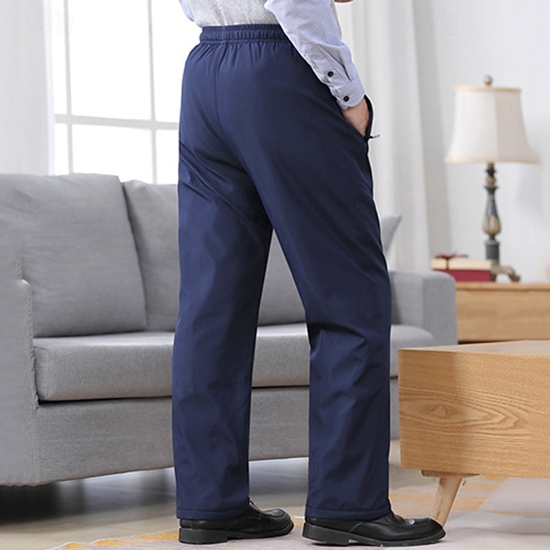 Men's Winter Sweatpants Shrepa Fleece Pants Thick with Pockets Bottoms Athleisure Gym Workout Windproof Warm Gym Outdoor Running Regular Fit Sportswear Activewear Solid Colored Black Dark Blue4