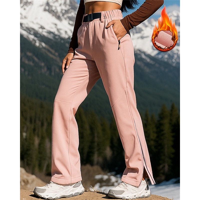 Women's Hiking Pants Trousers Waterproof Hiking Pants Hiking Trousers Fleece Pants Winter Outdoor Regular Fit Waterproof Windproof Warm Pants / Trousers Elastic Waist Black Pink Camping / Hiking