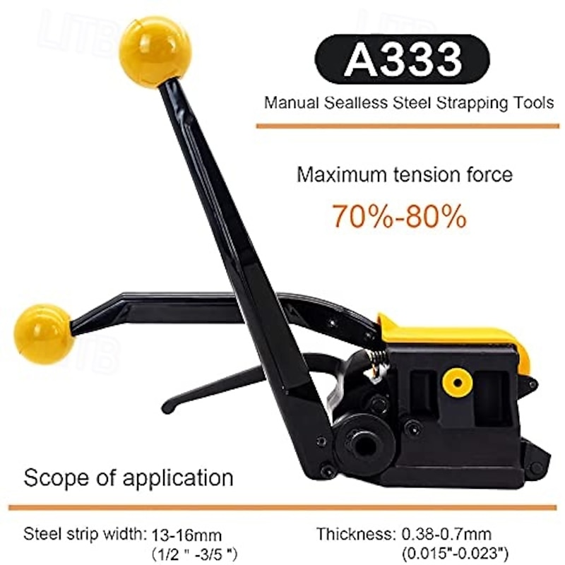 A333 Steel Strapping Tool Manual Steel Strap Packing Banding Machine Metal Free Buckle Packing for Width 1/2" 5/8" 3/4" Sealless Combination Tools2