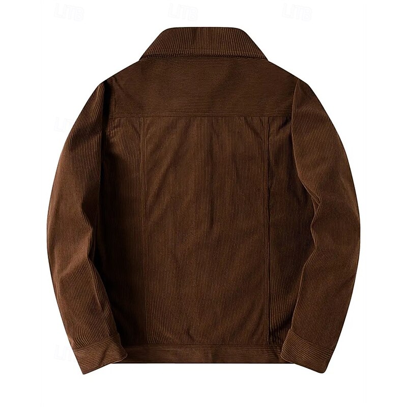 Men's Corduroy Jacket Cargo Jacket Casual Jacket Vacation Daily Warm Pocket Fall & Winter Plain Fashion Classic Lapel Regular Black Blue Army Green Coffee Jacket2